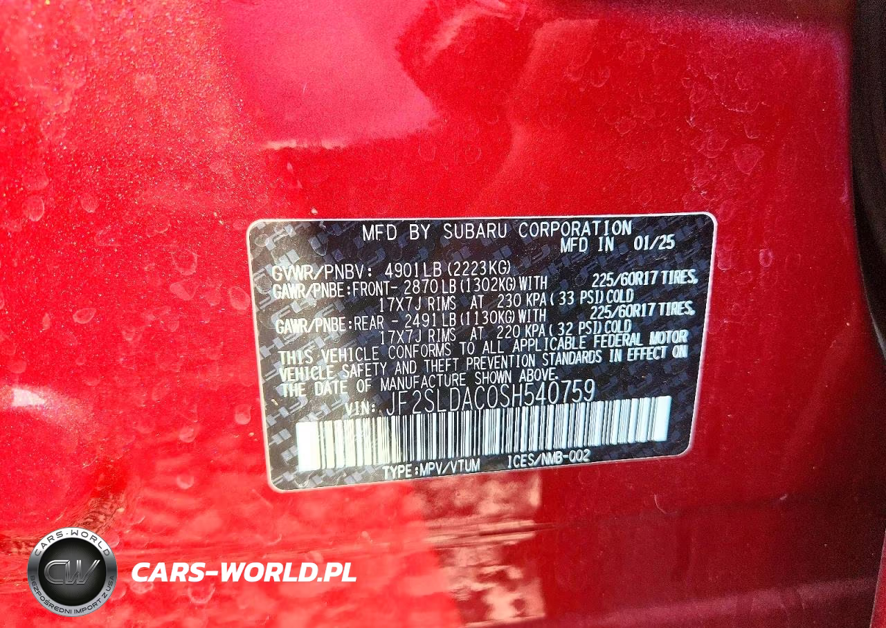 2025 Subaru Forester VIN:JF2SLDAC0SH540759 - 13