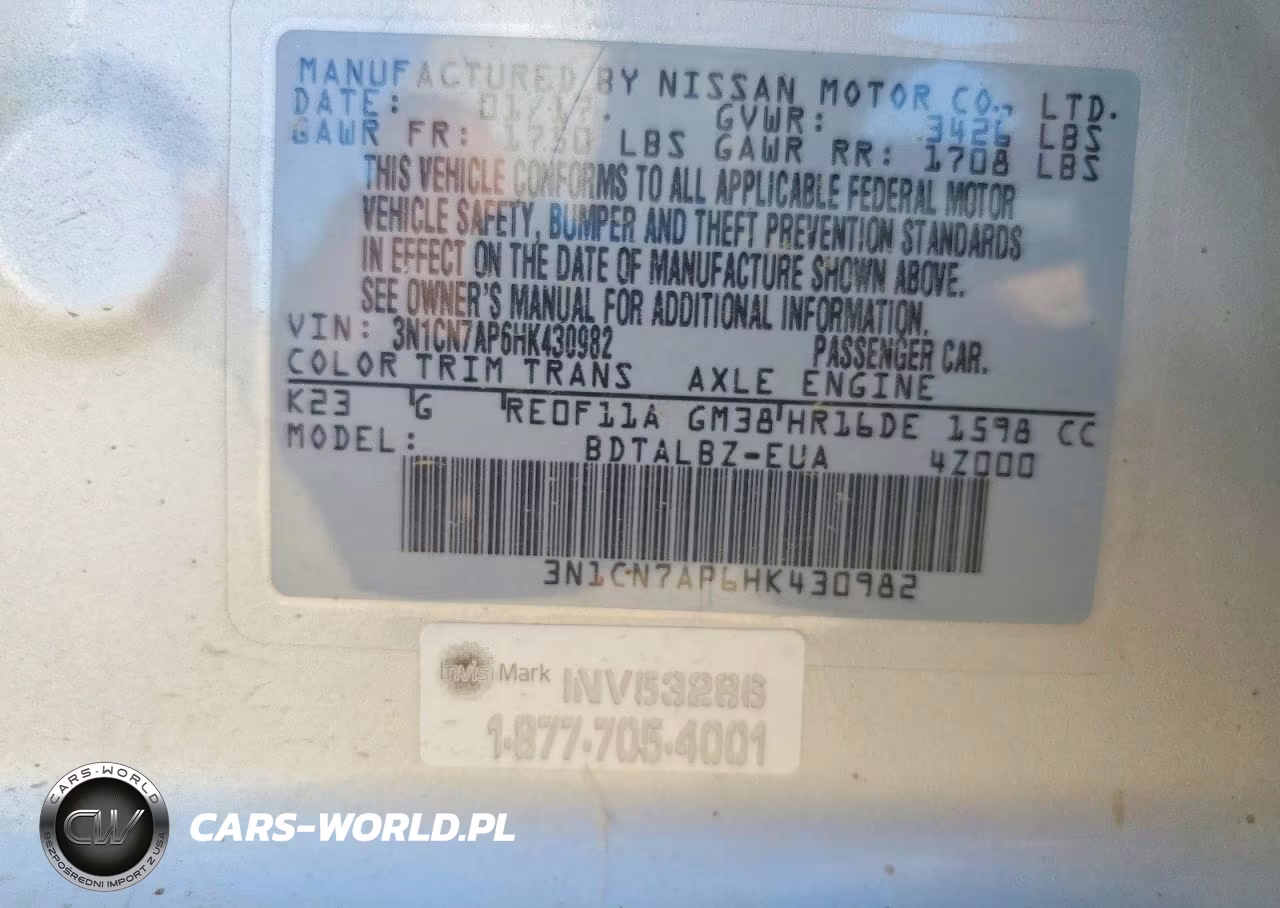 2017 Nissan Versa 1.6 Sv VIN:3N1CN7AP6HK430982 - 12