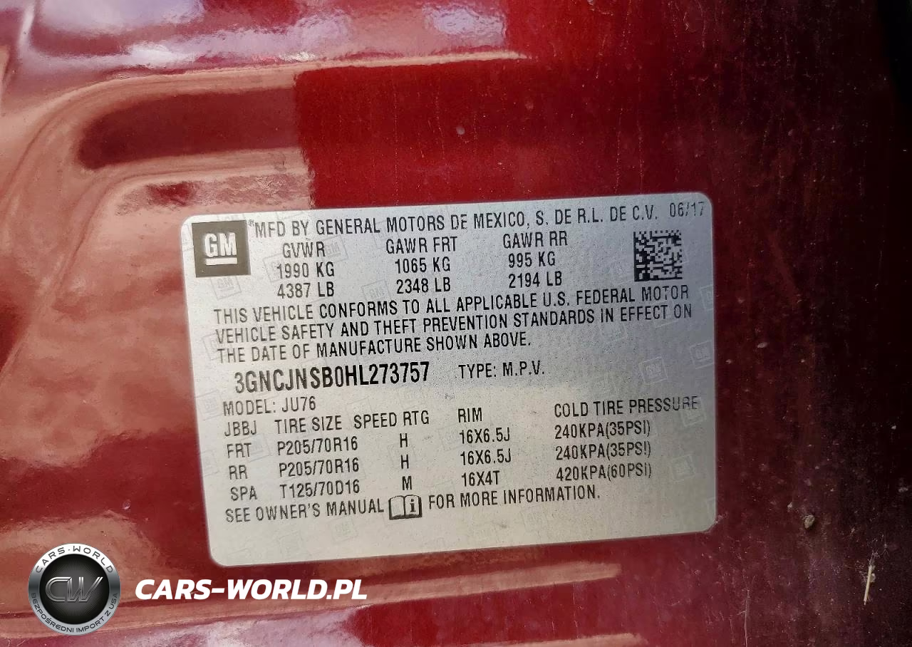 2017 Chevrolet Trax Ls VIN:3GNCJNSB0HL273757 - 13