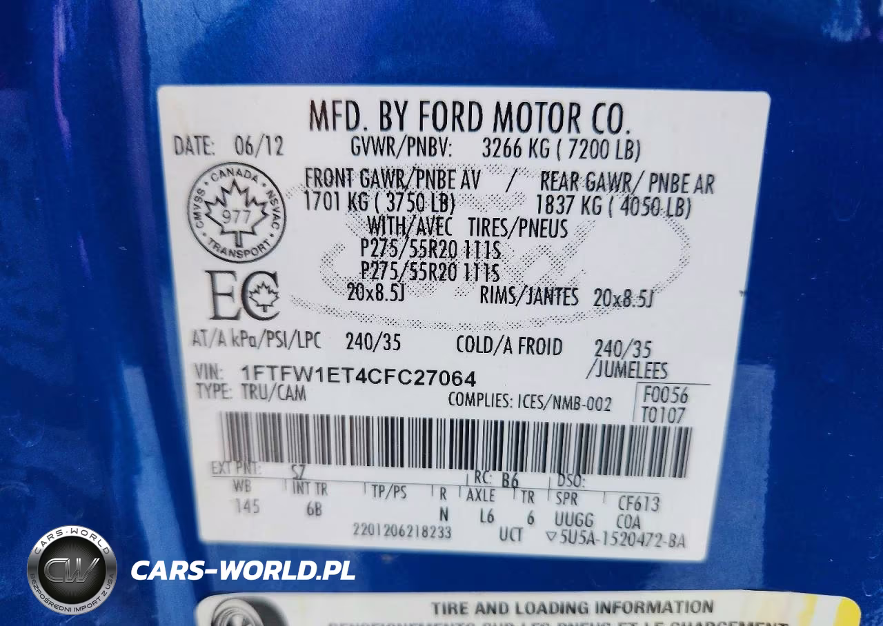 2012 Ford F150 Supercrew VIN:1FTFW1ET4CFC27064 - 12