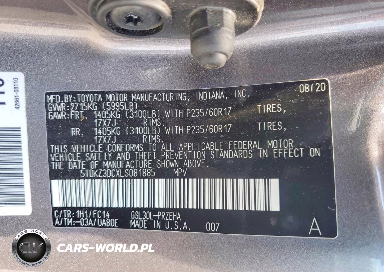 2020 Toyota Sienna Le VIN:5TDKZ3DCXLS081885 - 13