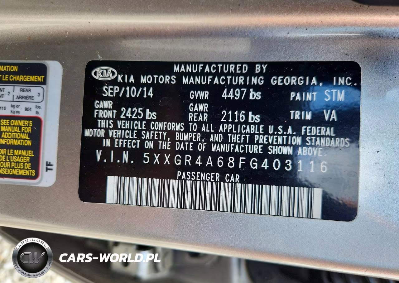 2015 Kia Optima Sx VIN:5XXGR4A68FG403116 - 12