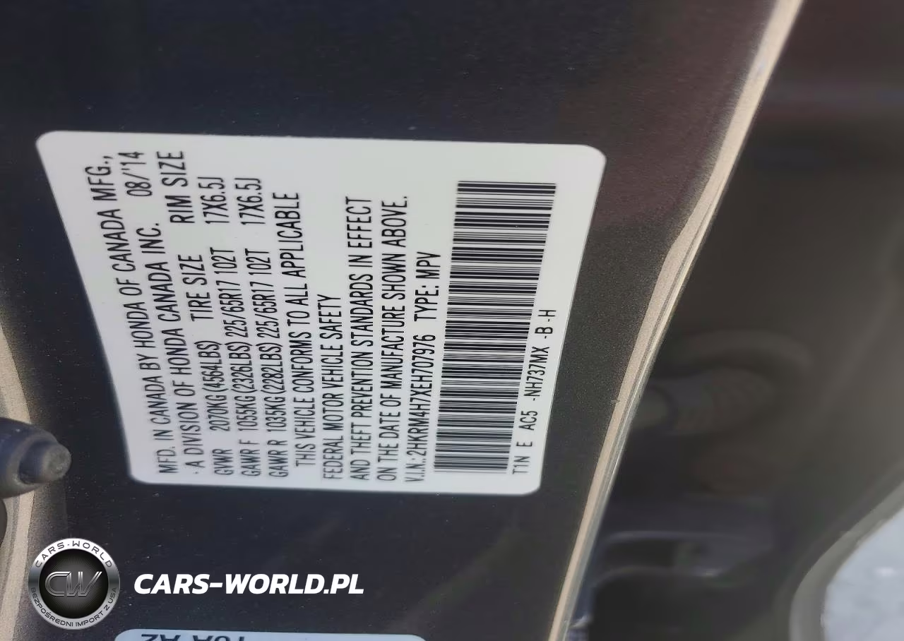 2014 Honda Cr-V Exl VIN:2HKRM4H7XEH707976 - 13
