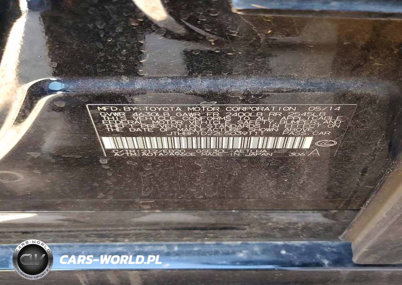 2014 Lexus Is 250 VIN:JTHBF1D22E5039111 - 12