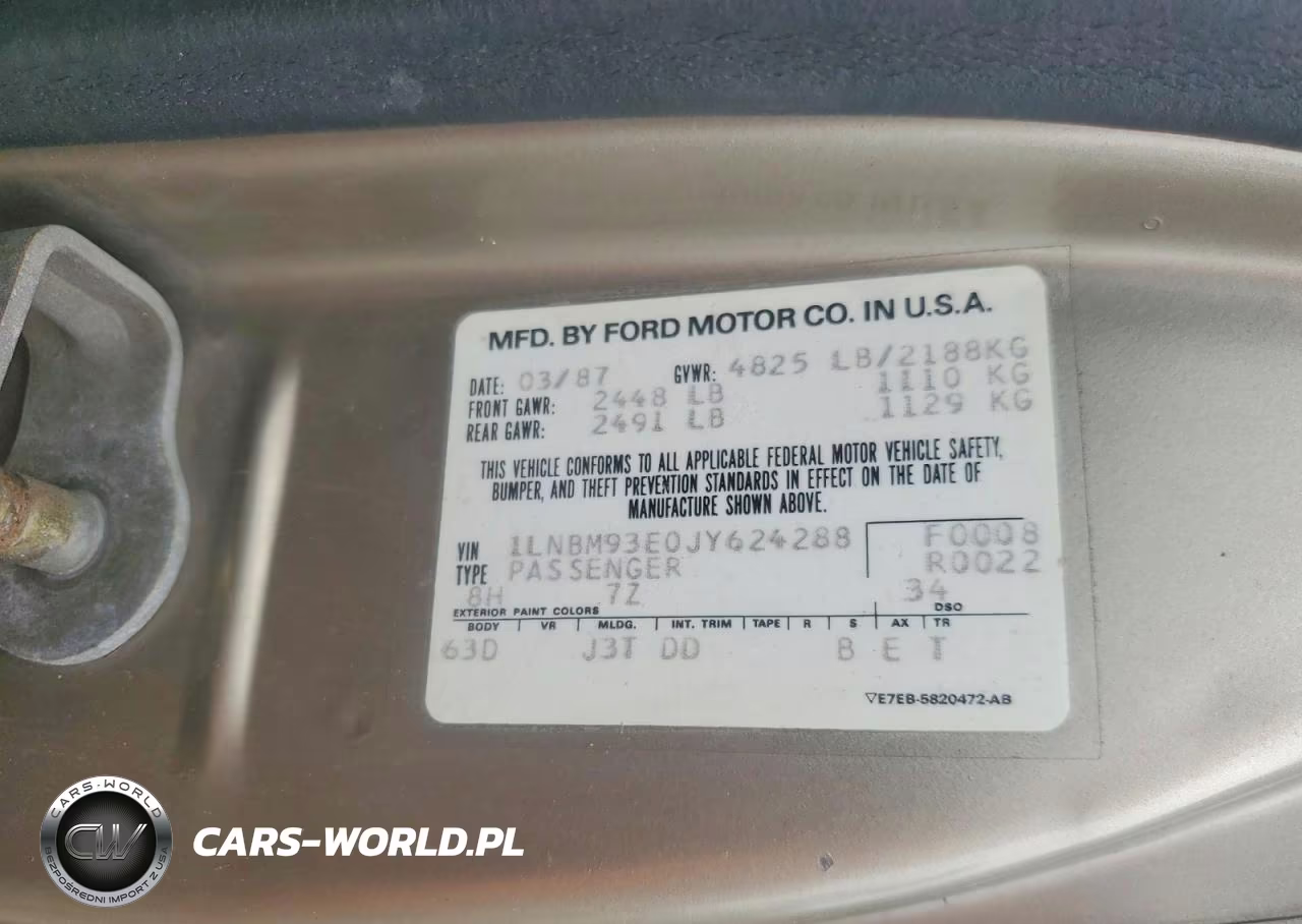 1988 LINCOLN MARK VII L LSC VIN:1LNBM93E0JY624288 - 12