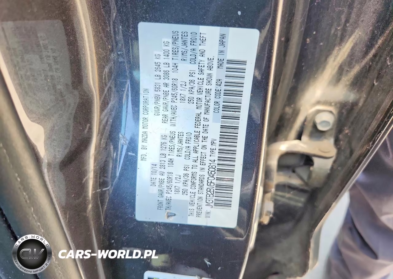 2015 Mazda Cx-9 Sport VIN:JM3TB2BV6F0450814 - 13
