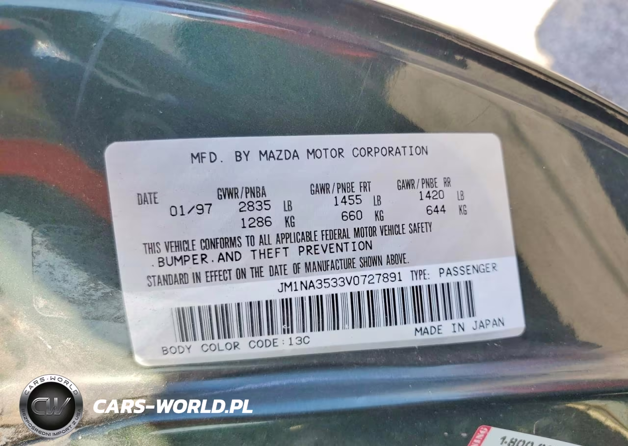 1997 Mazd Mx-5 Miata VIN:JM1NA3533V0727891 - 12