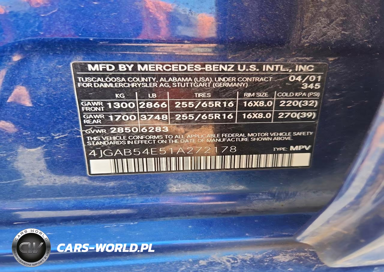 2001 Merz Ml-Class VIN:4JGAB54E51A272178 - 13