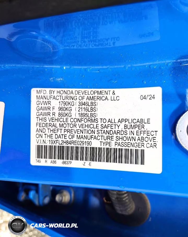 2024 Honda Civic Sport VIN:19XFL2H84RE029190 - 12