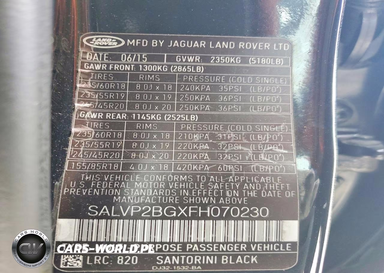 2015 Land Rover Range Rover Evoque Pure Plus VIN:SALVP2BGXFH070230 - 13