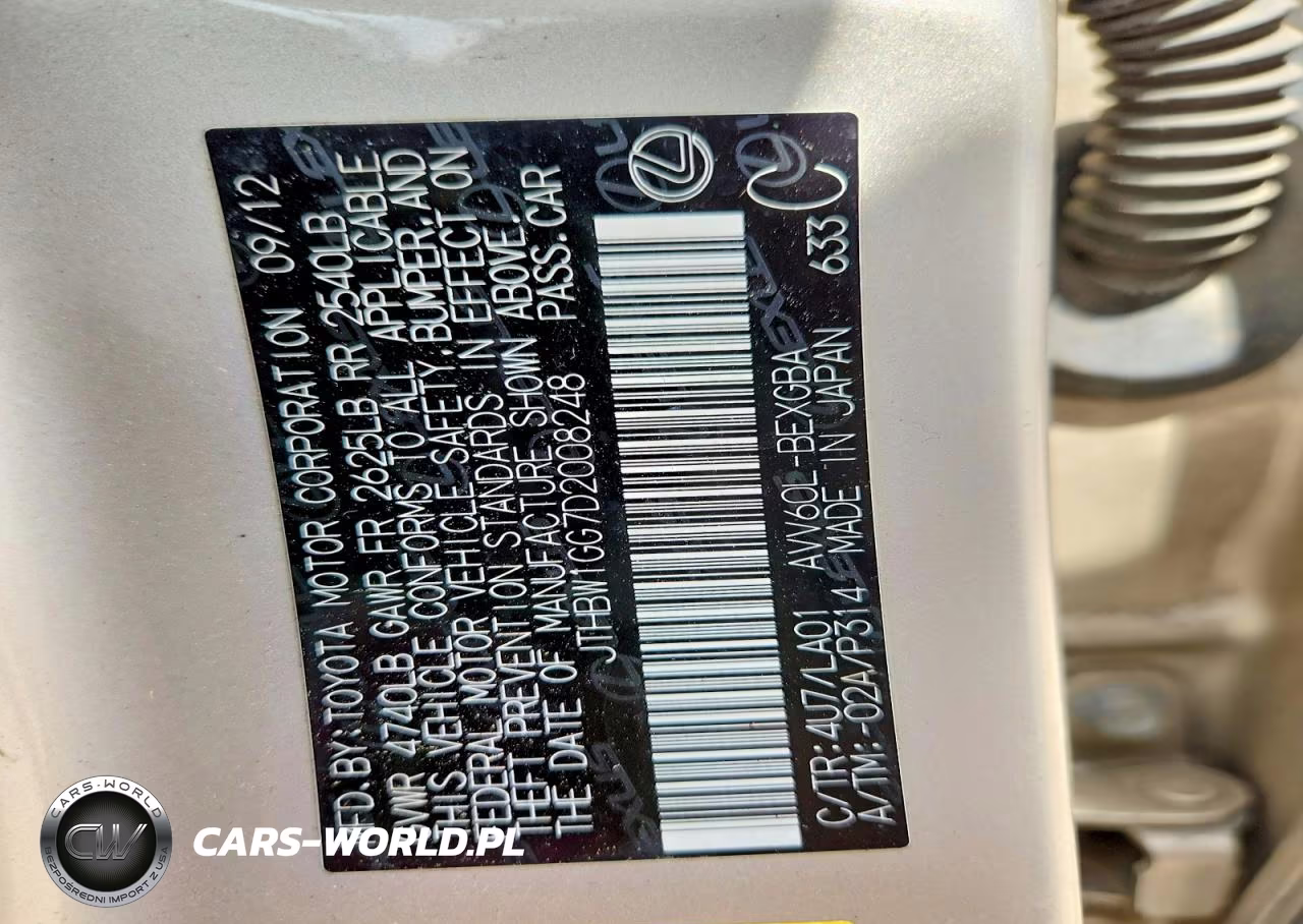 2013 Lexus Es 300H VIN:JTHBW1GG7D2008248 - 12