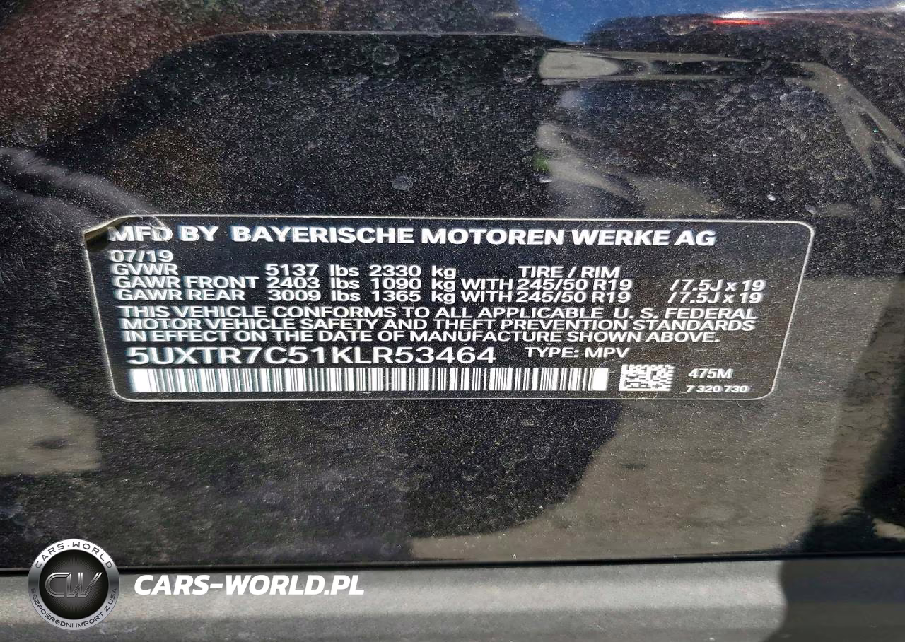 2019 BMW X3 Sdrive30I VIN:5UXTR7C51KLR53464 - 13