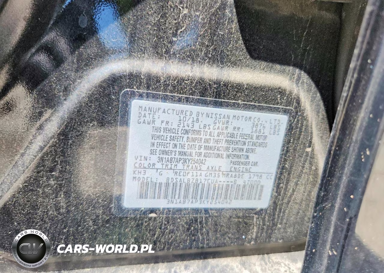 2019 Nissan Sentra S VIN:3N1AB7AP3KY254042 - 12
