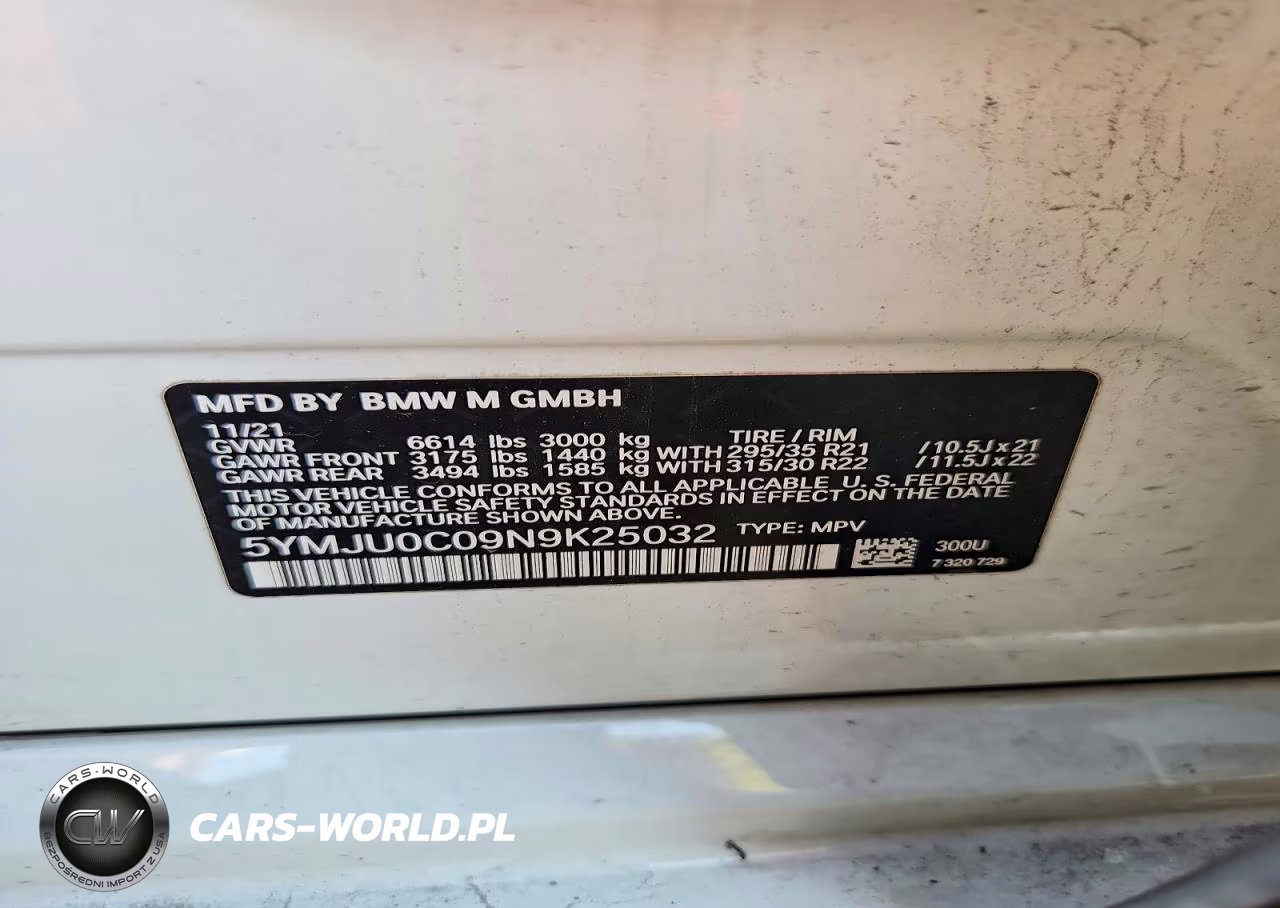 2022 BMW X5 M VIN:5YMJU0C09N9K25032 - 13