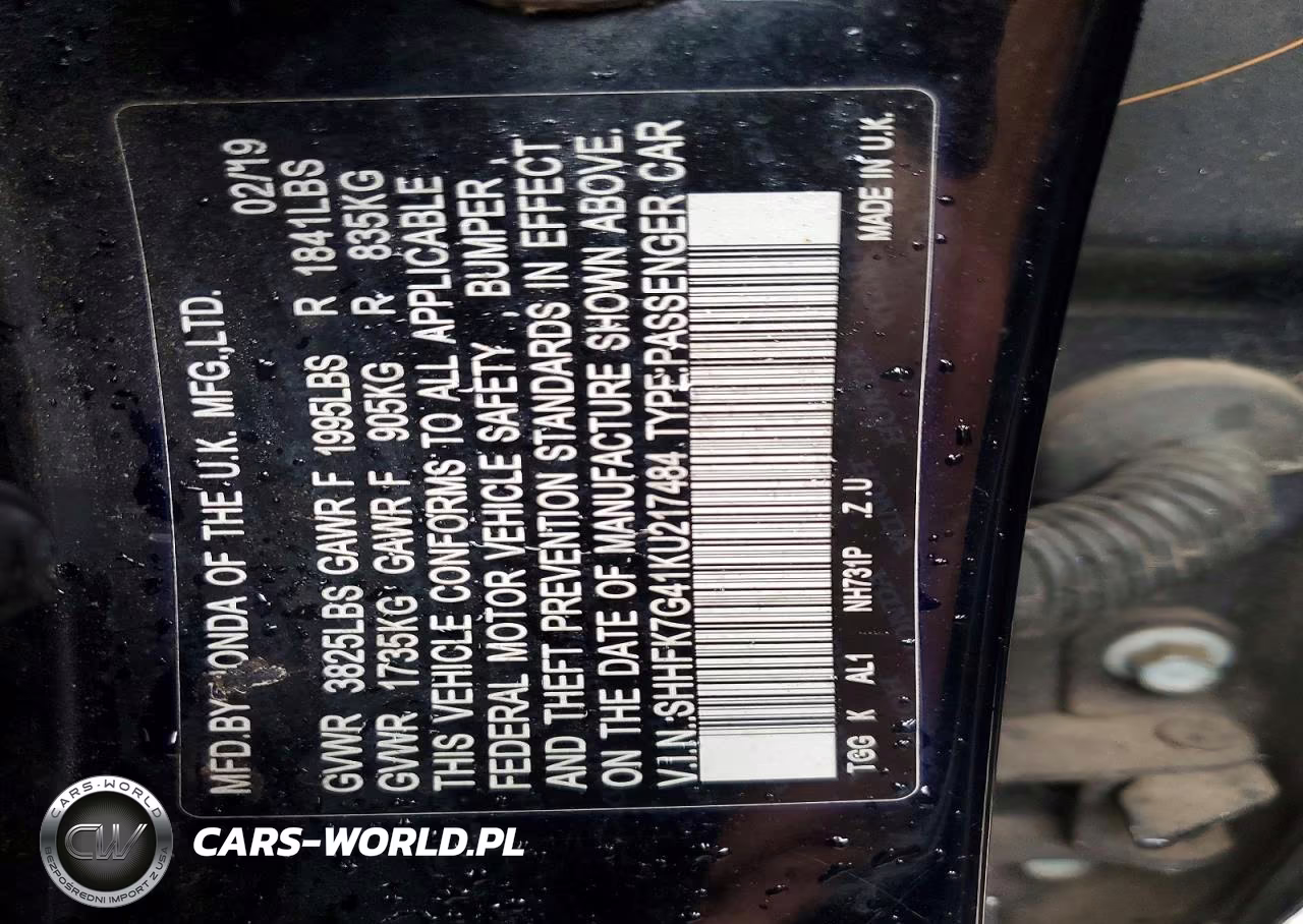 2019 Honda Civic Sport VIN:SHHFK7G41KU217484 - 12