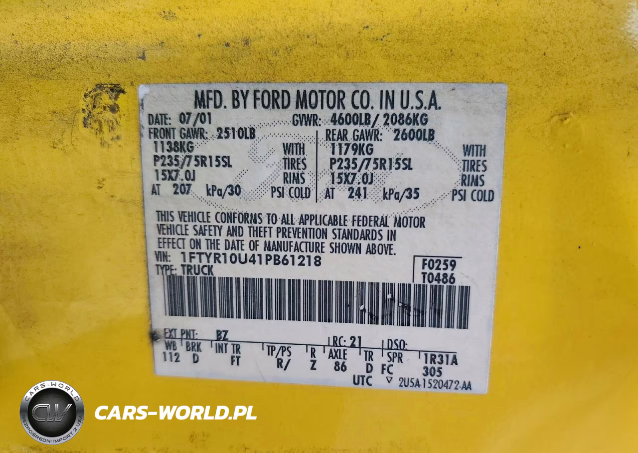 2001 Ford Ranger VIN:1FTYR10U41PB61218 - 12