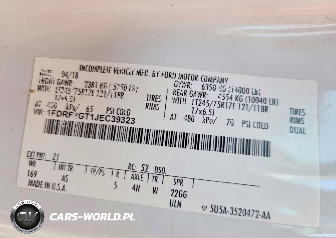 2018 Ford F350 Super Duty VIN:1FDRF3GT1JEC39323 - 12
