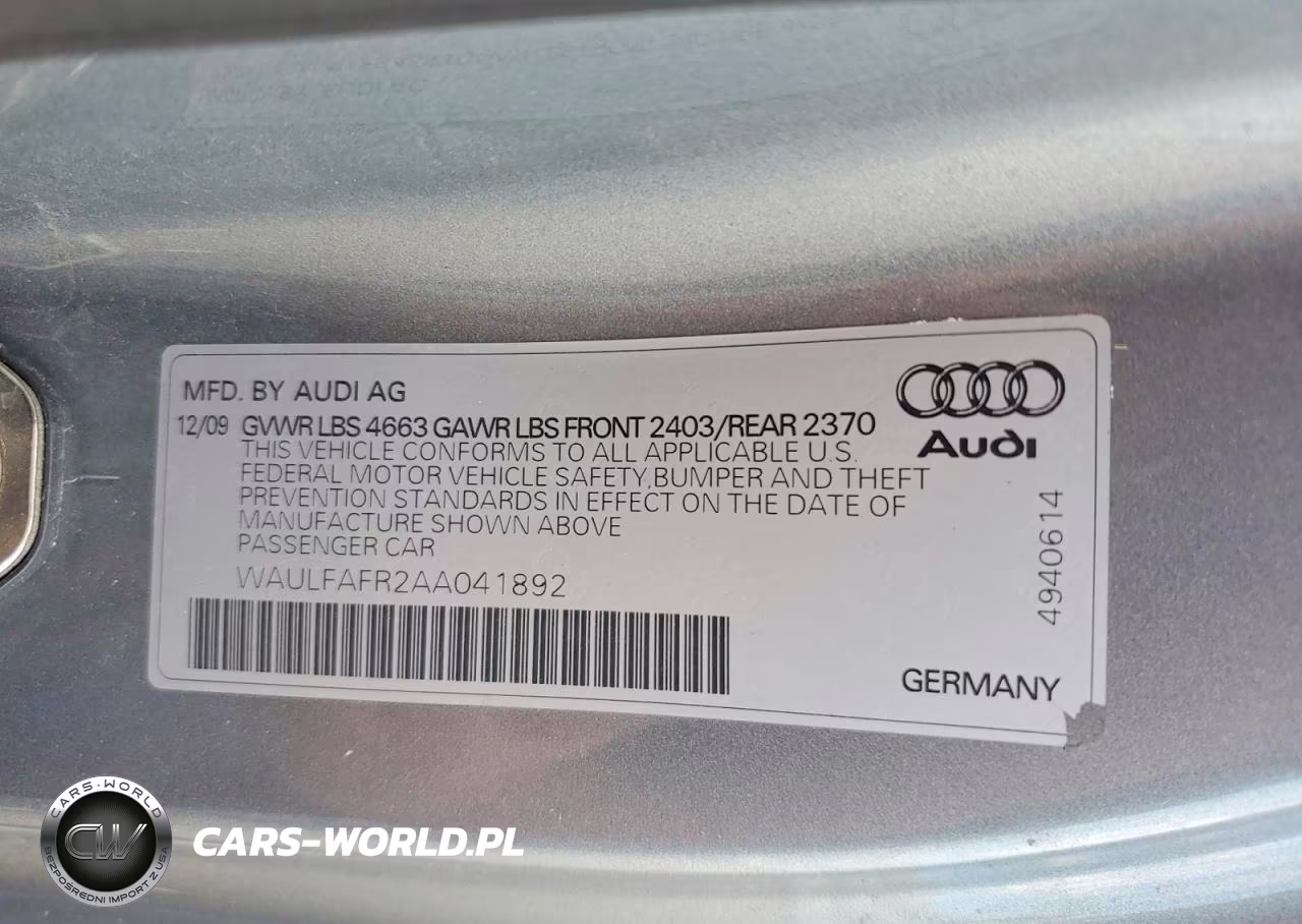 2010 Audi A5 Premium Plus VIN:WAULFAFR2AA041892 - 12