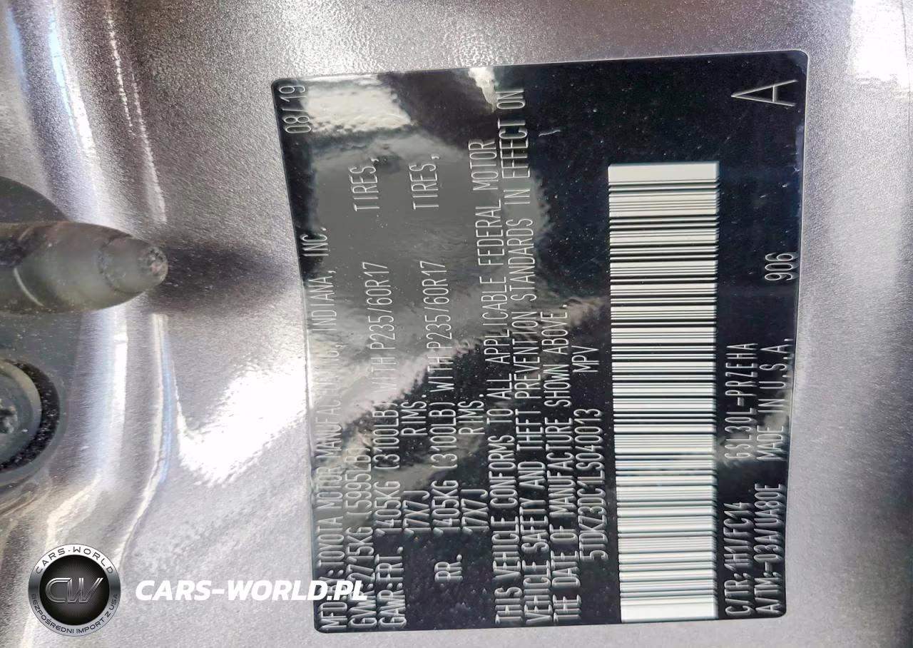 2020 Toyota Sienna Le VIN:5TDKZ3DC1LS040013 - 13