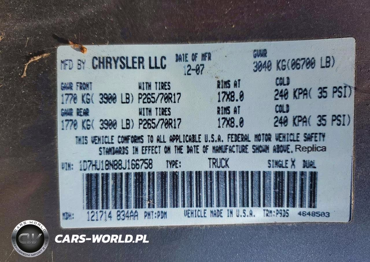 2008 Dodge Ram 1500 St VIN:1D7HU18N88J166758 - 12
