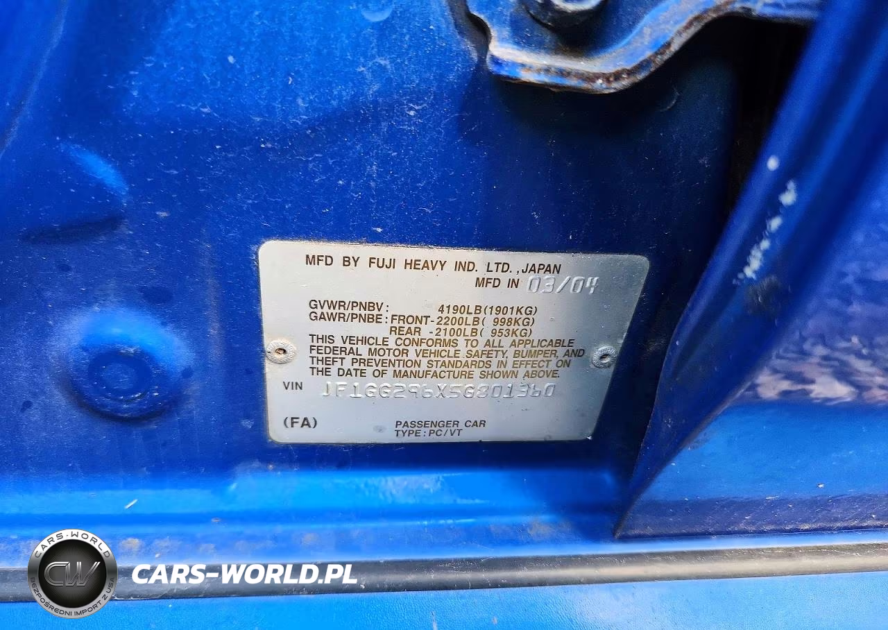 2005 Subaru Impreza Wrx VIN:JF1GG296X5G801360 - 13