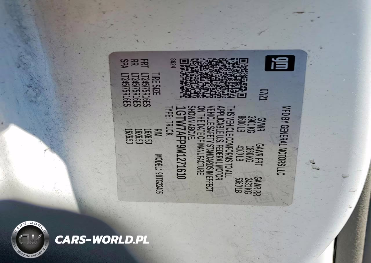 2021 GMC Savana G2500 VIN:1GTW7AFP9M1271610 - 12