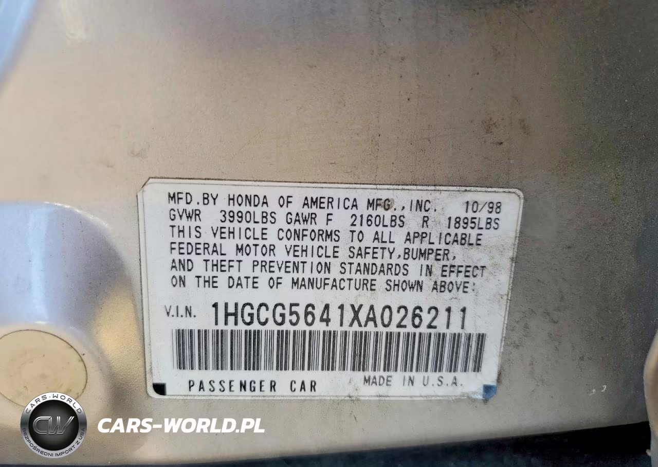 1999 Honda Accord Lx VIN:1HGCG5641XA026211 - 12