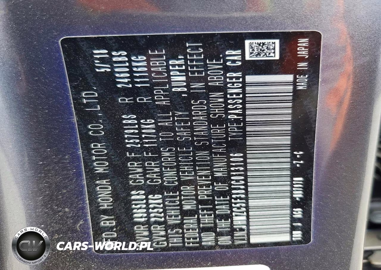 2018 Honda Clarity Touring VIN:JHMZC5F38JC013106 - 12