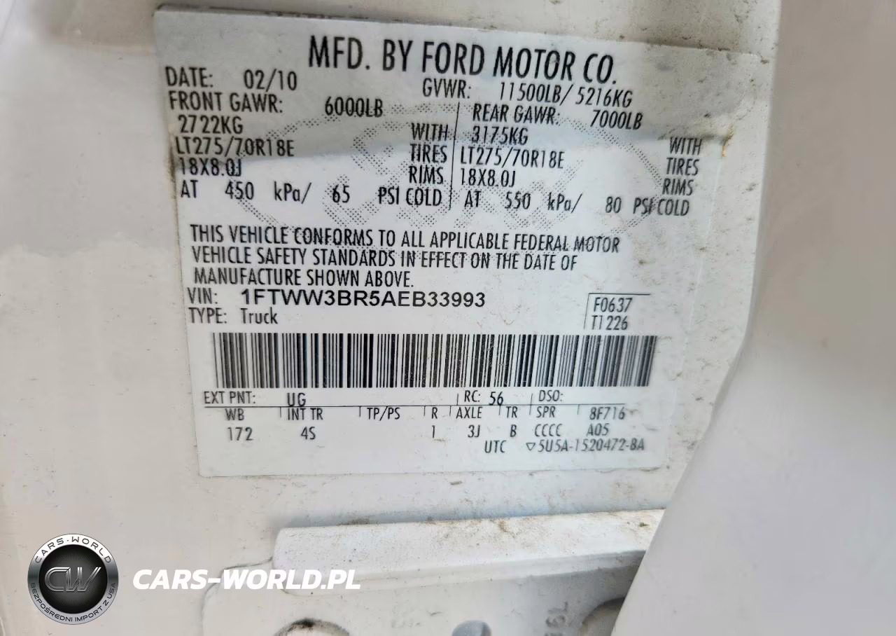 2010 Ford F350 Super Duty VIN:1FTWW3BR5AEB33993 - 12