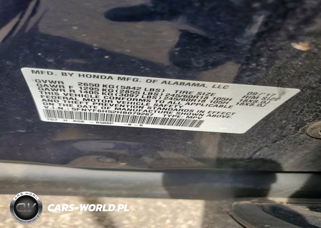 2017 Honda Pilot Exl VIN:5FNYF6H52HB079267 - 13