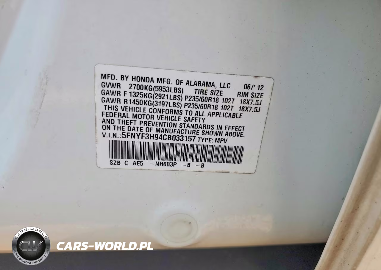 2012 Honda Pilot Touring VIN:5FNYF3H94CB033157 - 12