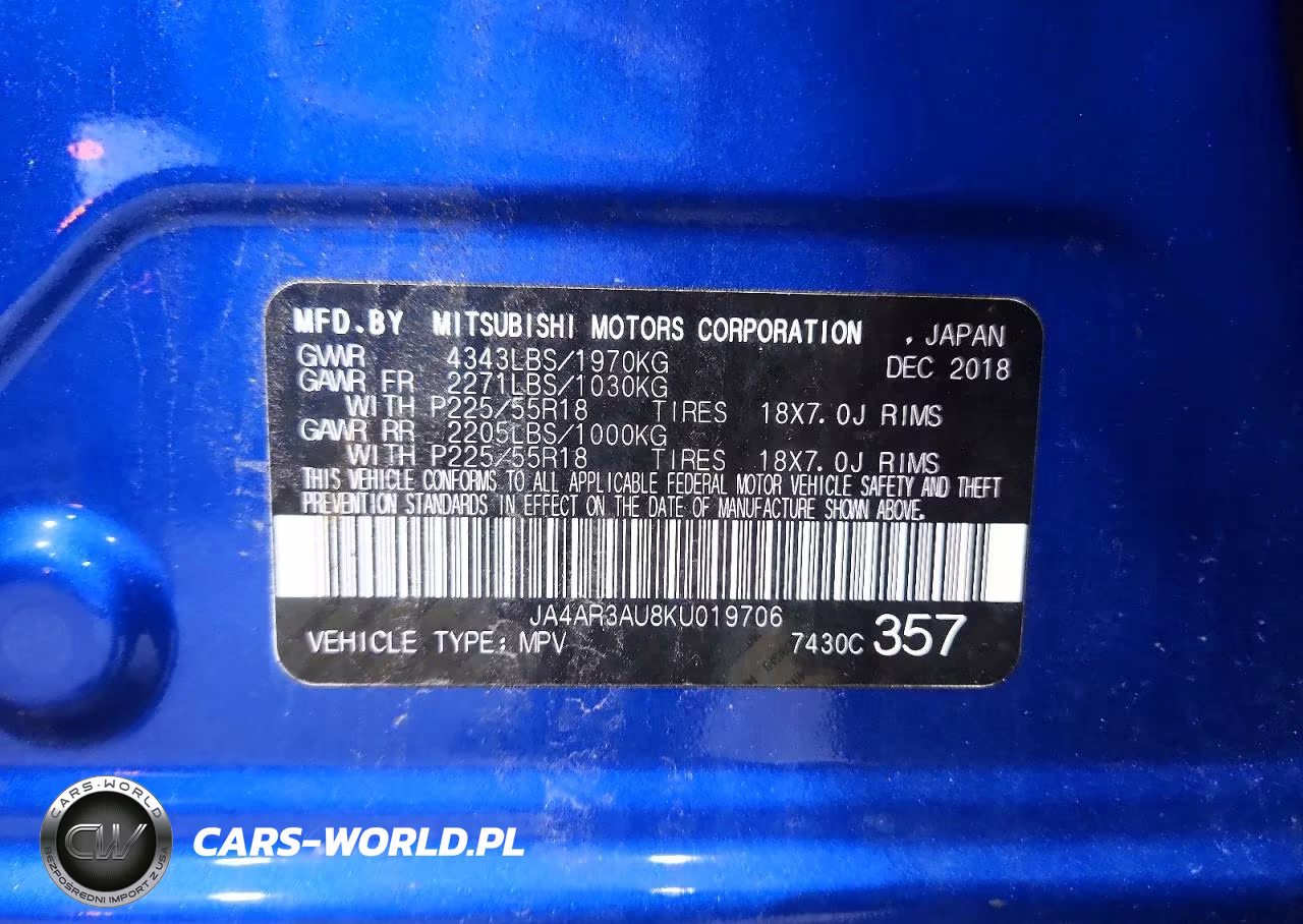 2019 Mitsubishi Outlander Sport Es VIN:JA4AR3AU8KU019706 - 14
