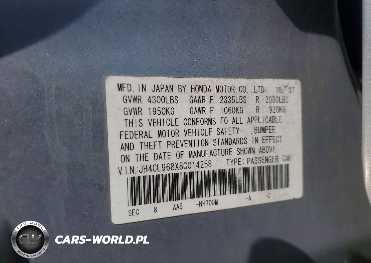 2008 Acura Tsx VIN:JH4CL968X8C014258 - 12
