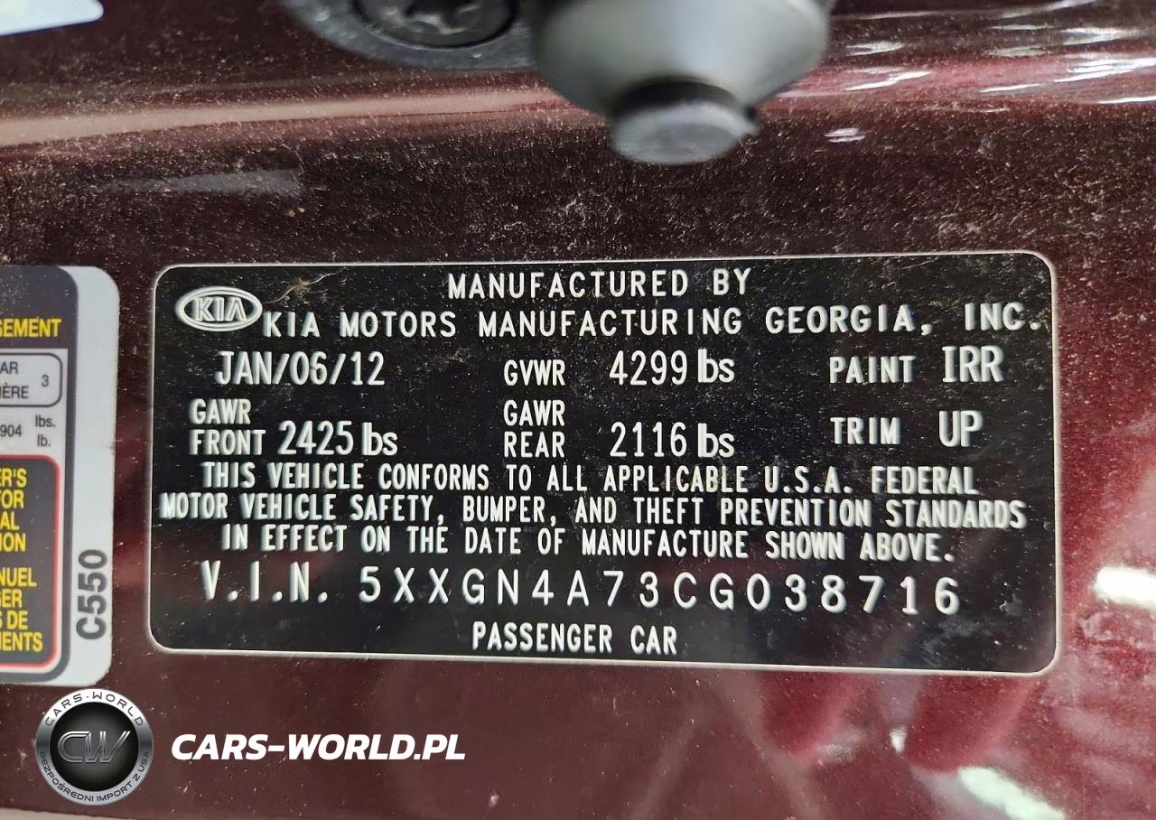2012 Kia Optima Ex VIN:5XXGN4A73CG038716 - 12