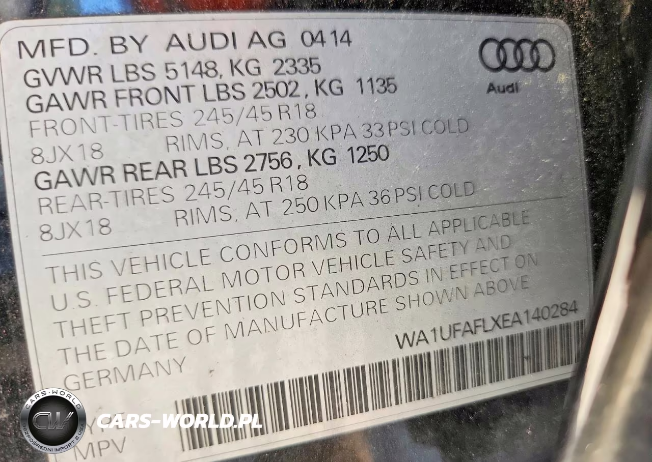 2014 Audi A4 Allroad Premium Plus VIN:WA1UFAFLXEA140284 - 13
