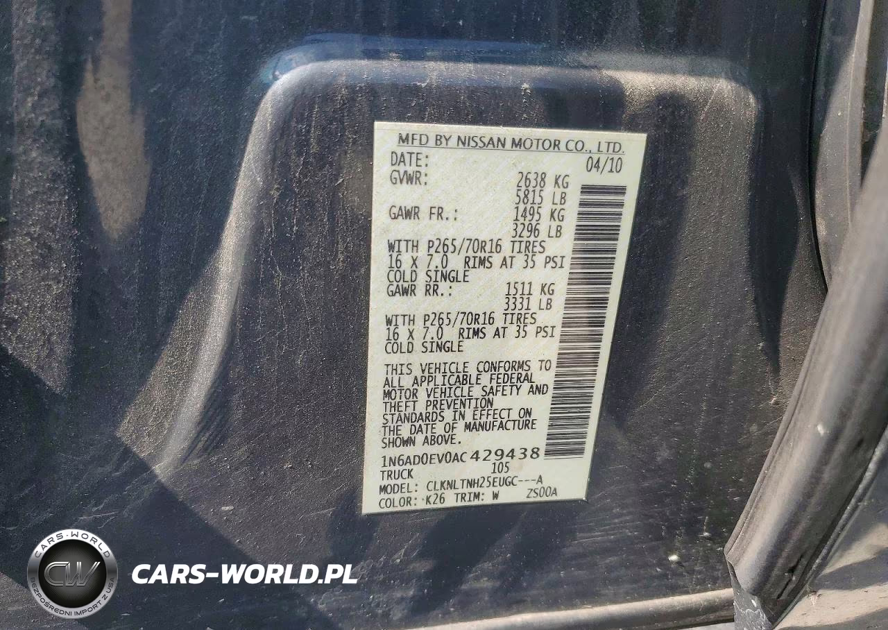 2010 Nissan Frontier Se V6 VIN:1N6AD0EV0AC429438 - 12
