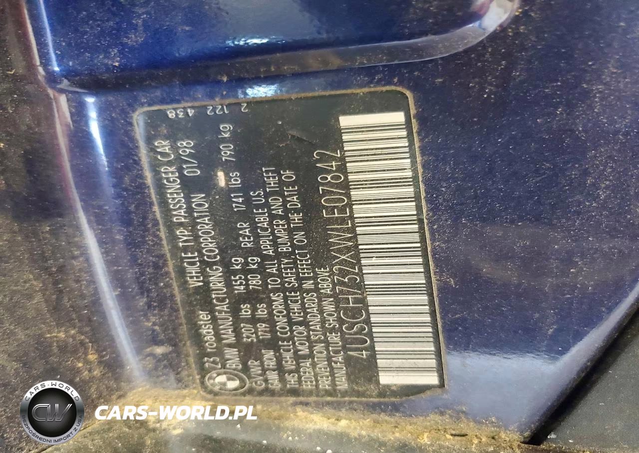 1998 BMW Z3 1.9 VIN:4USCH732XWLE07842 - 12