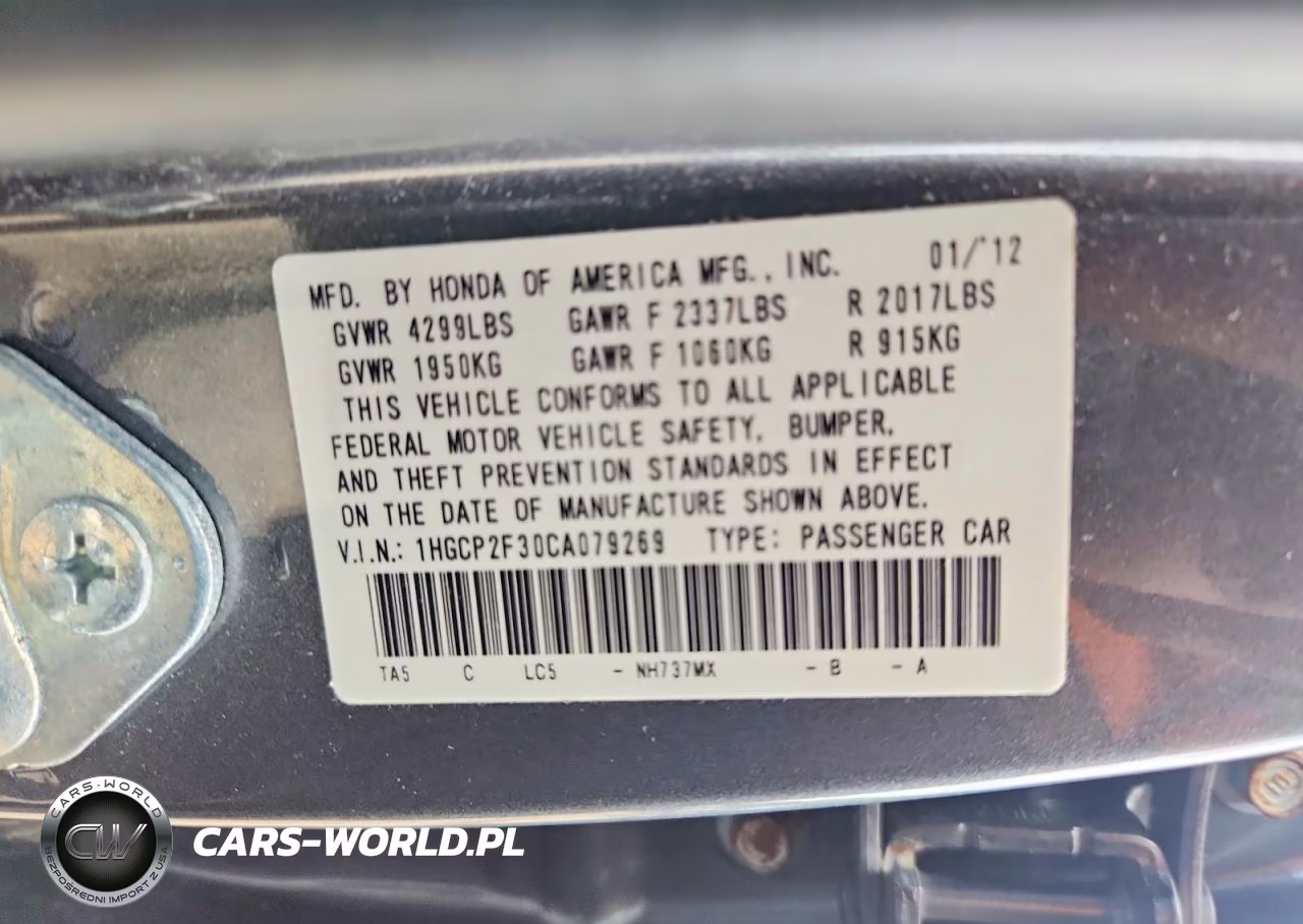 2012 Honda Accord Lx VIN:1HGCP2F30CA079269 - 12
