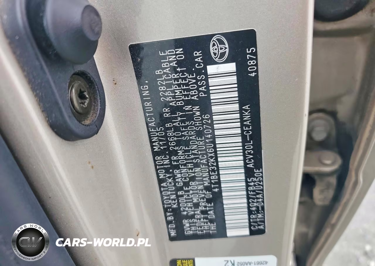 2006 Toyota Camry Le VIN:4T1BE32KX6U140726 - 12