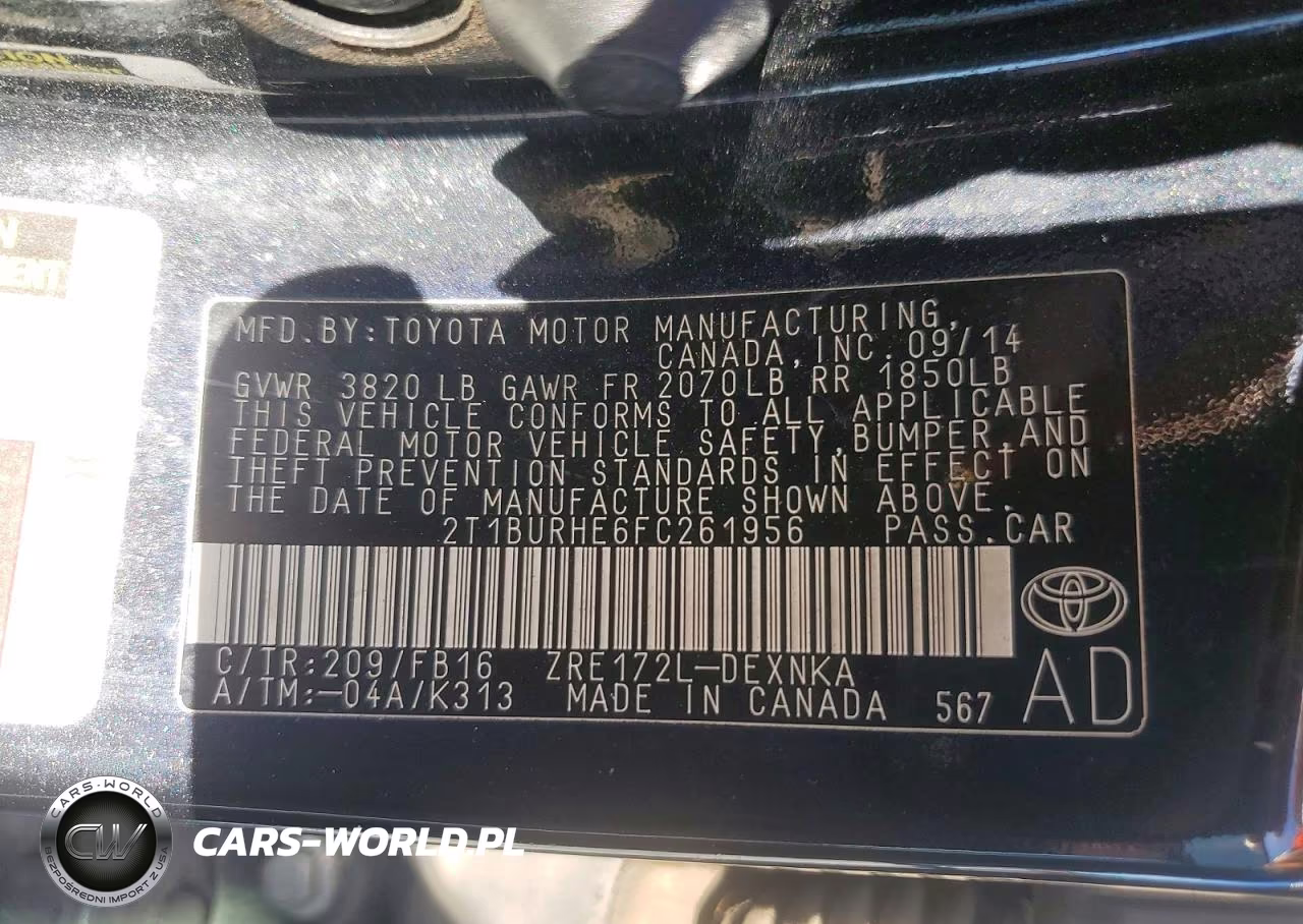 2015 Toyota Corolla Le VIN:2T1BURHE6FC261956 - 12