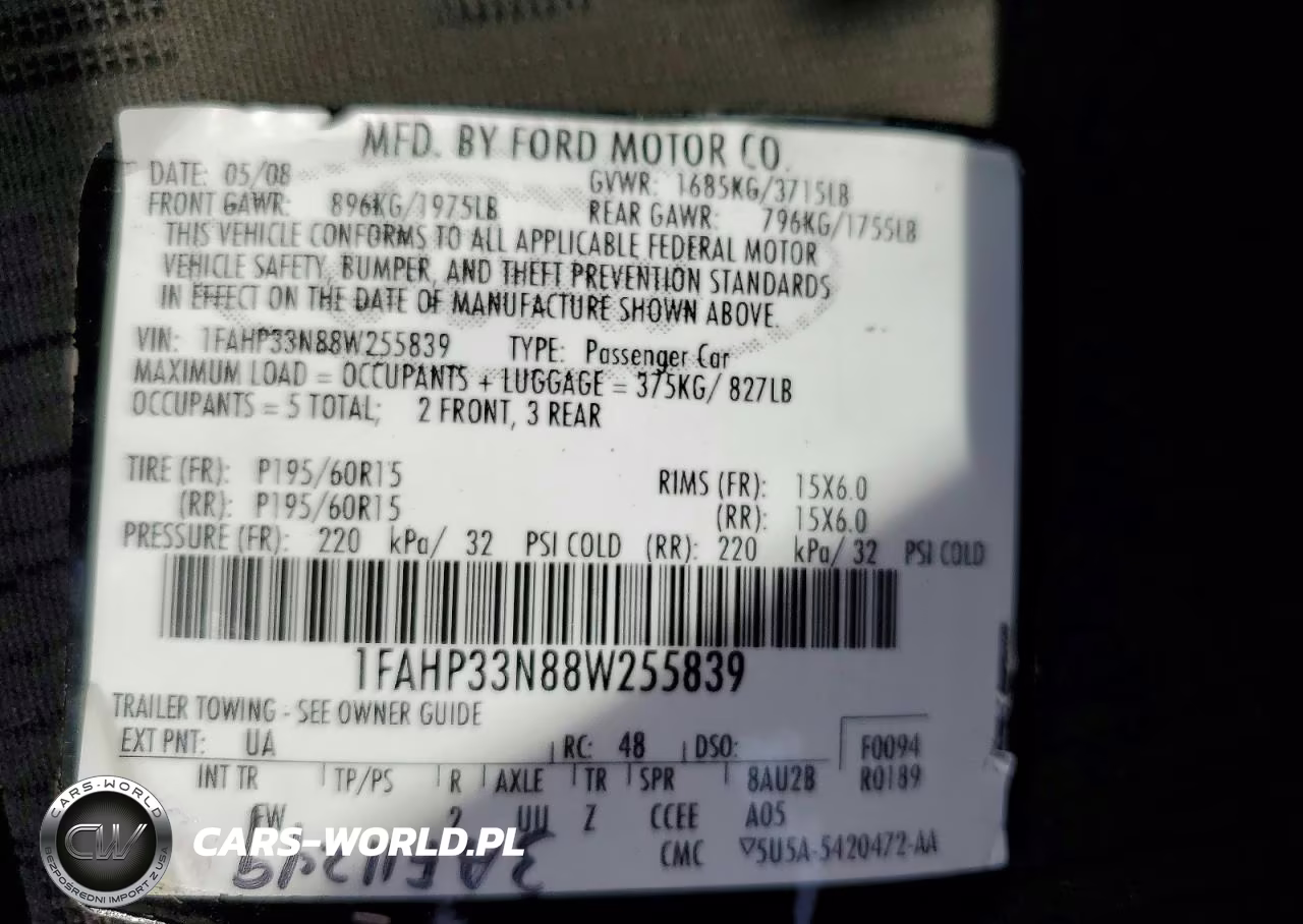 2008 Ford Focus Se VIN:1FAHP33N88W255839 - 12