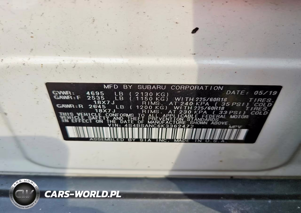 2019 Subaru Outback 2.5I Limited VIN:4S4BSANC6K3362472 - 13