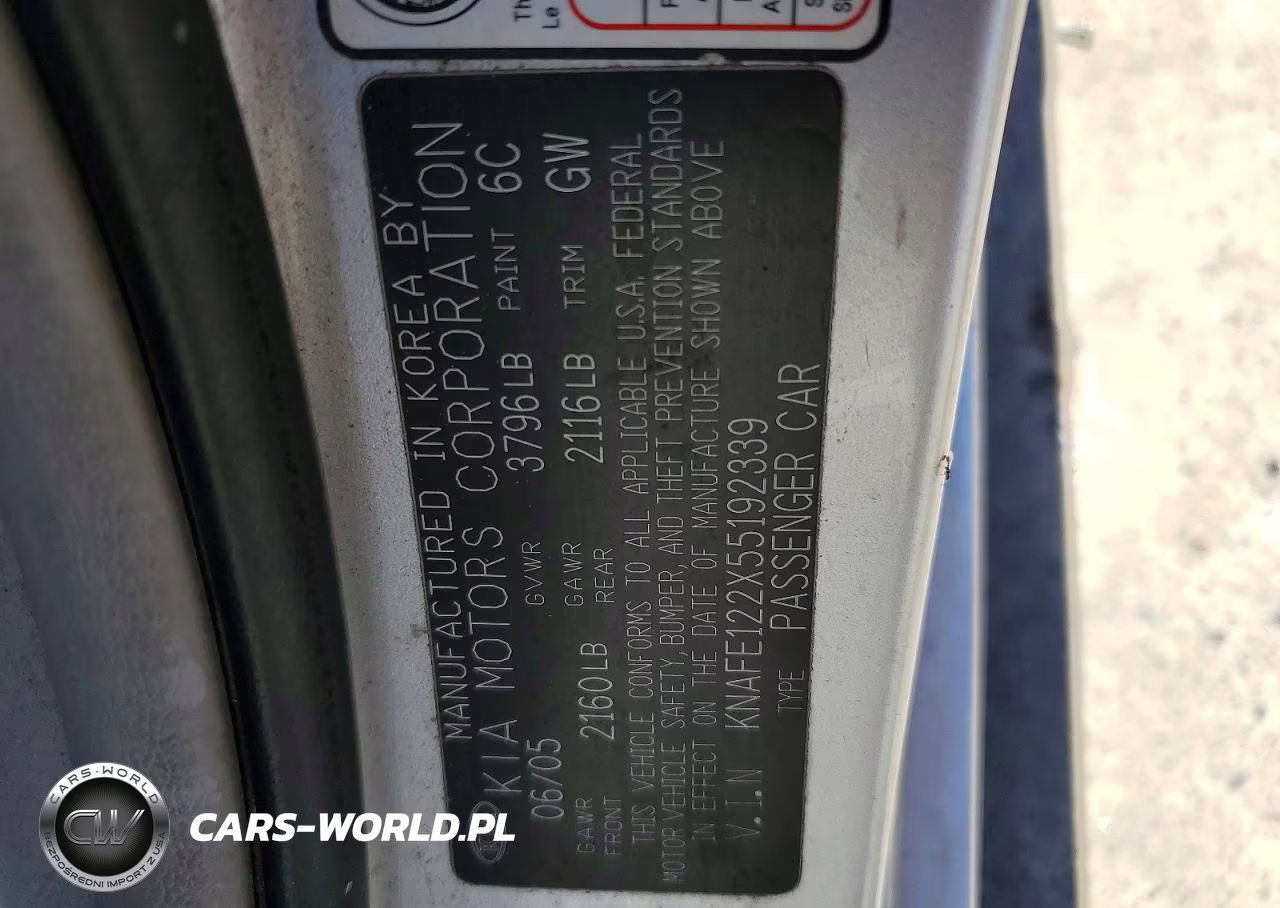 2005 Kia Spectra Lx VIN:KNAFE122X55192339 - 12