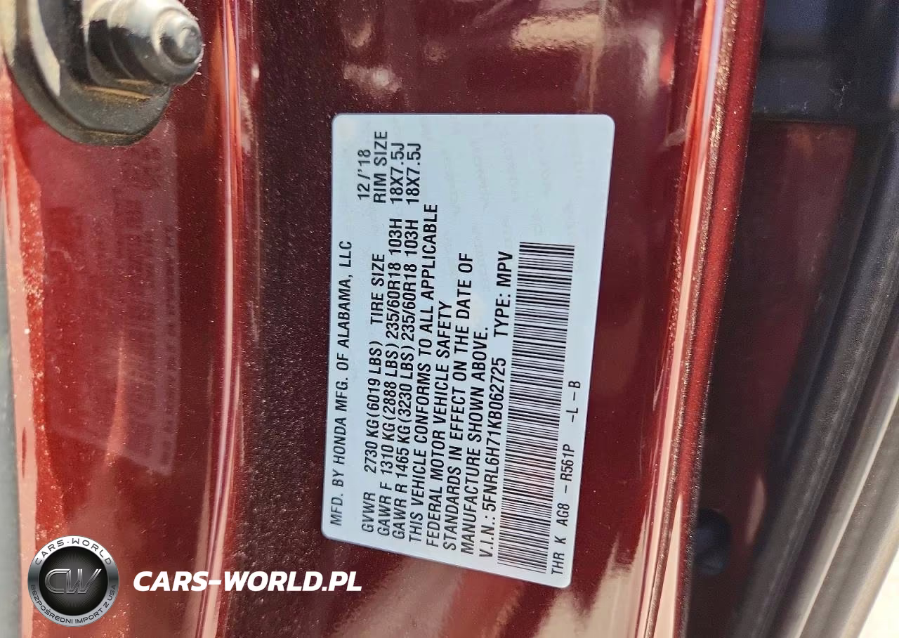2019 Honda Odyssey Exl VIN:5FNRL6H71KB062725 - 13