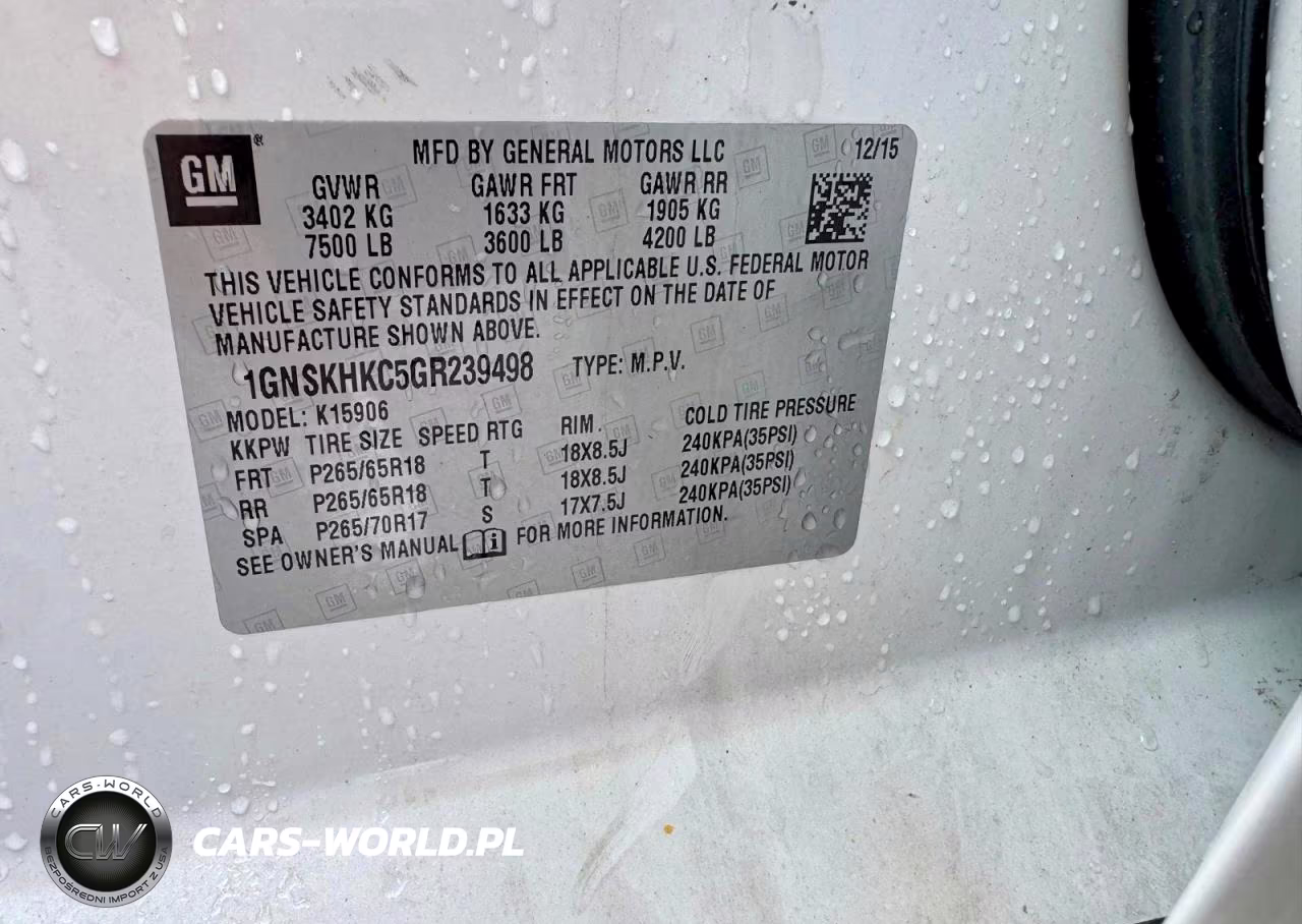 2016 Chevrolet Suburban K1500 Lt VIN:1GNSKHKC5GR239498 - 13