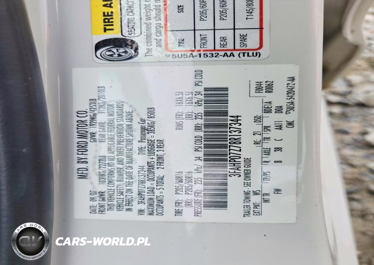 2008 Ford Fusion Se VIN:3FAHP07Z78R137344 - 12