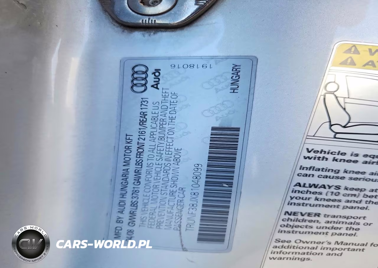 2008 Audi Tt 2.0T Premium VIN:TRUNF38JX81048099 - 12