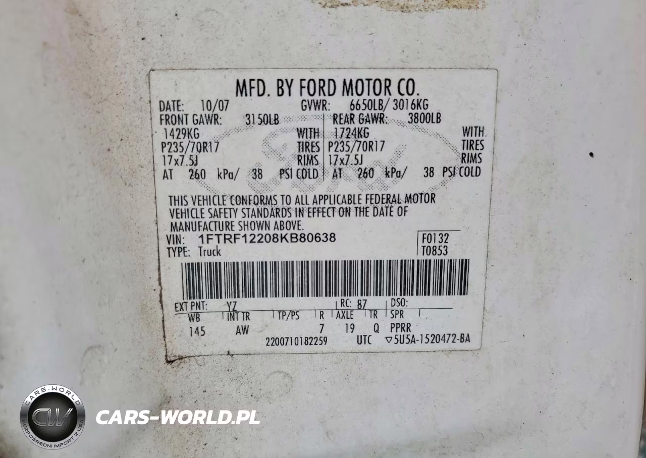 2008 Ford F150 Xl VIN:1FTRF12208KB80638 - 12