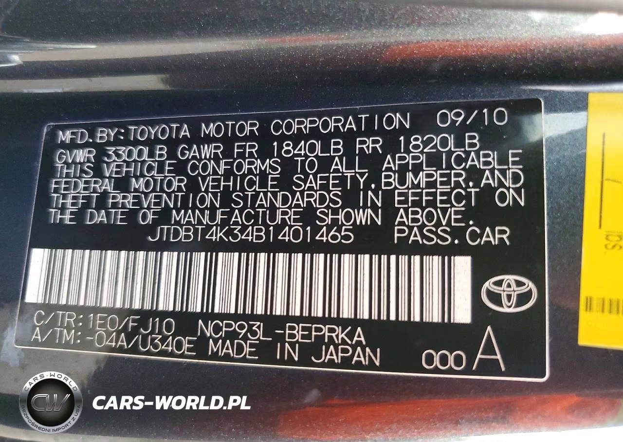 2011 Toyota Yaris Base VIN:JTDBT4K34B1401465 - 12