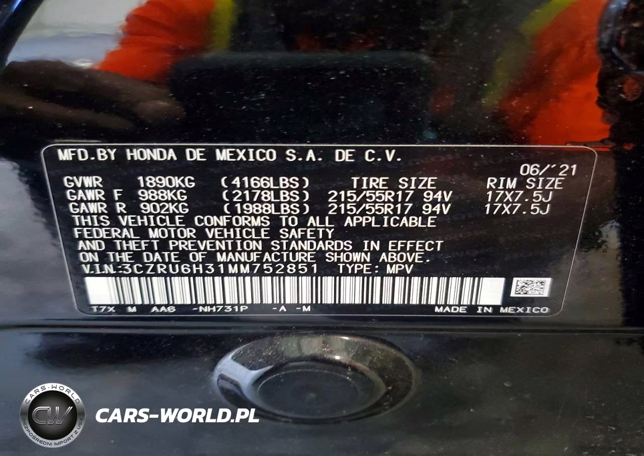 2021 Honda Hr-V Lx VIN:3CZRU6H31MM752851 - 13